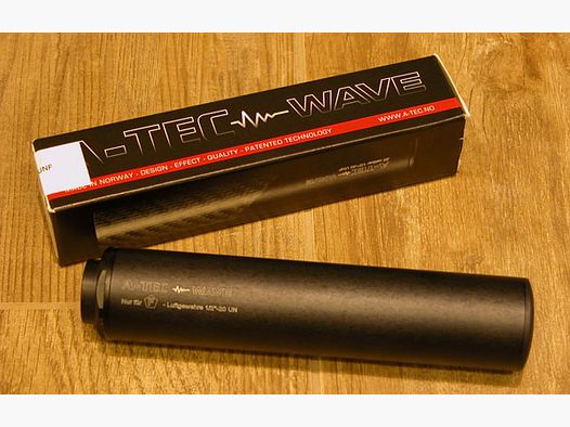 A-TEC "WAVE ALU" silenziatore ad alte prestazioni "F" per armi ad aria compressa calibro 4,5 & 5,5, filettatura 1/2"-28 UNEF
