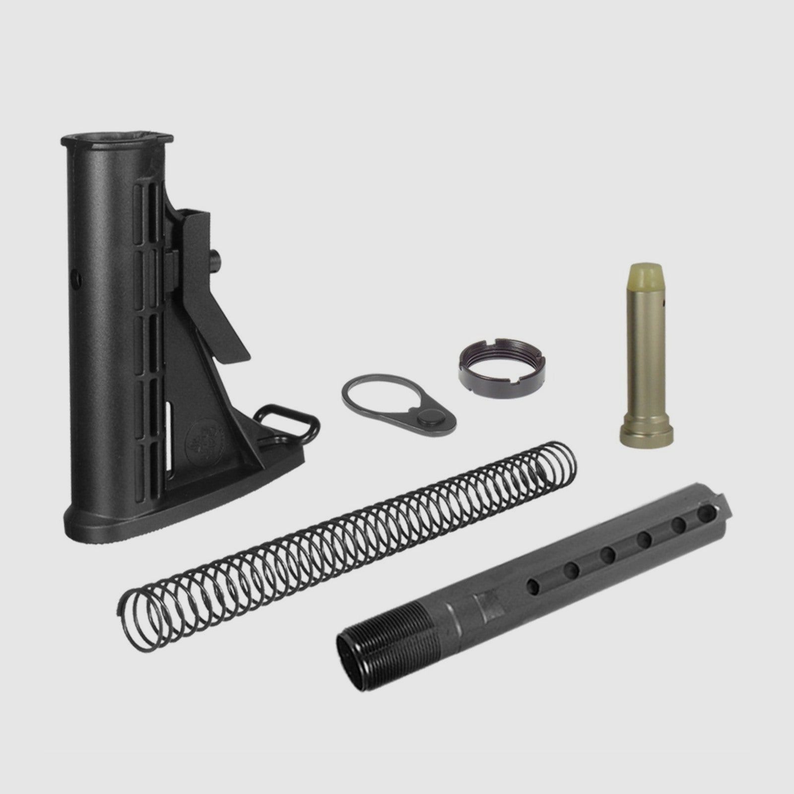 UTG PRO U6 6-Position Stock Assembly – Mil-Spec, Black/FDE, image 1 of 2