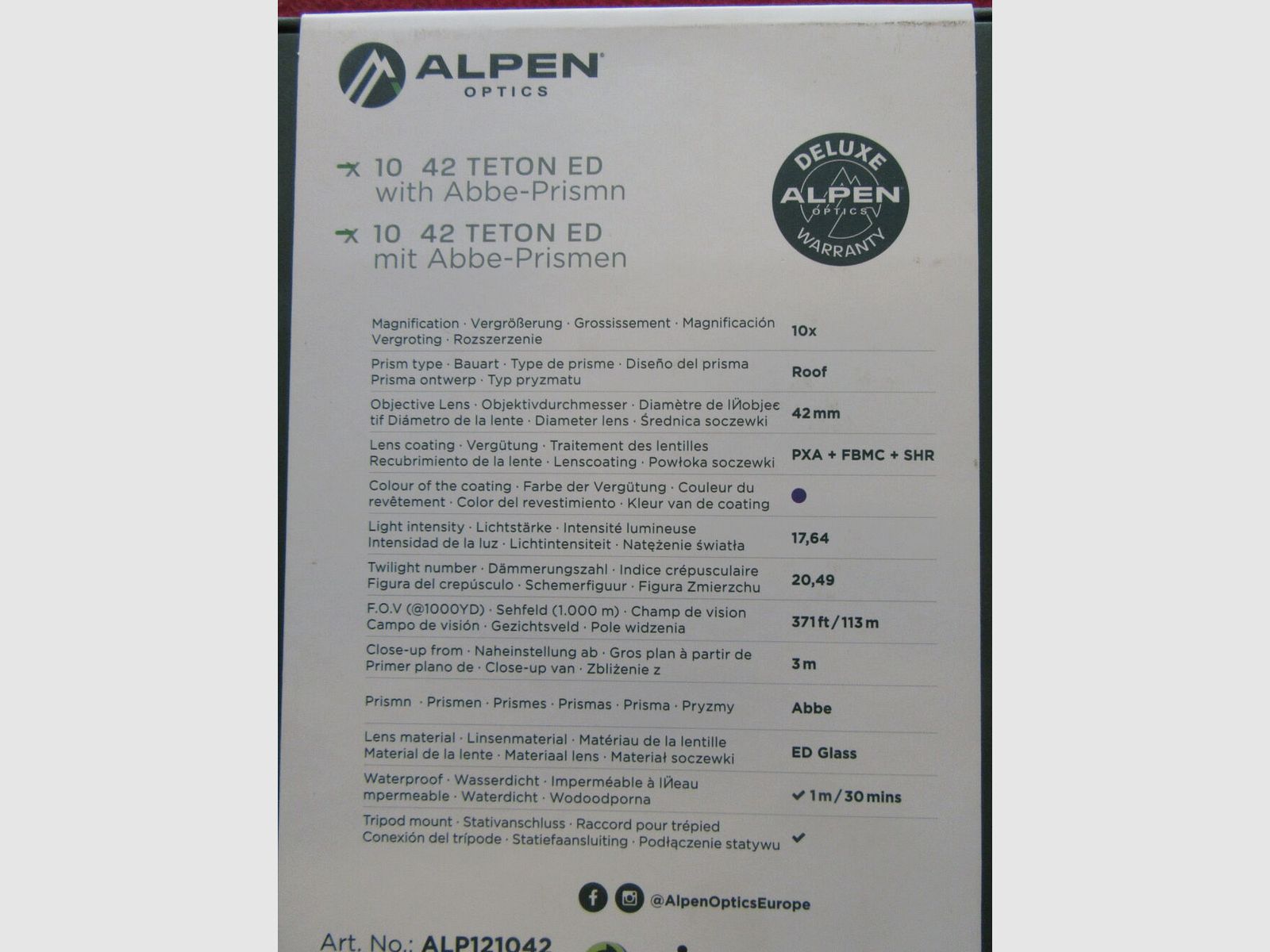 Alpen Optics Teton ED