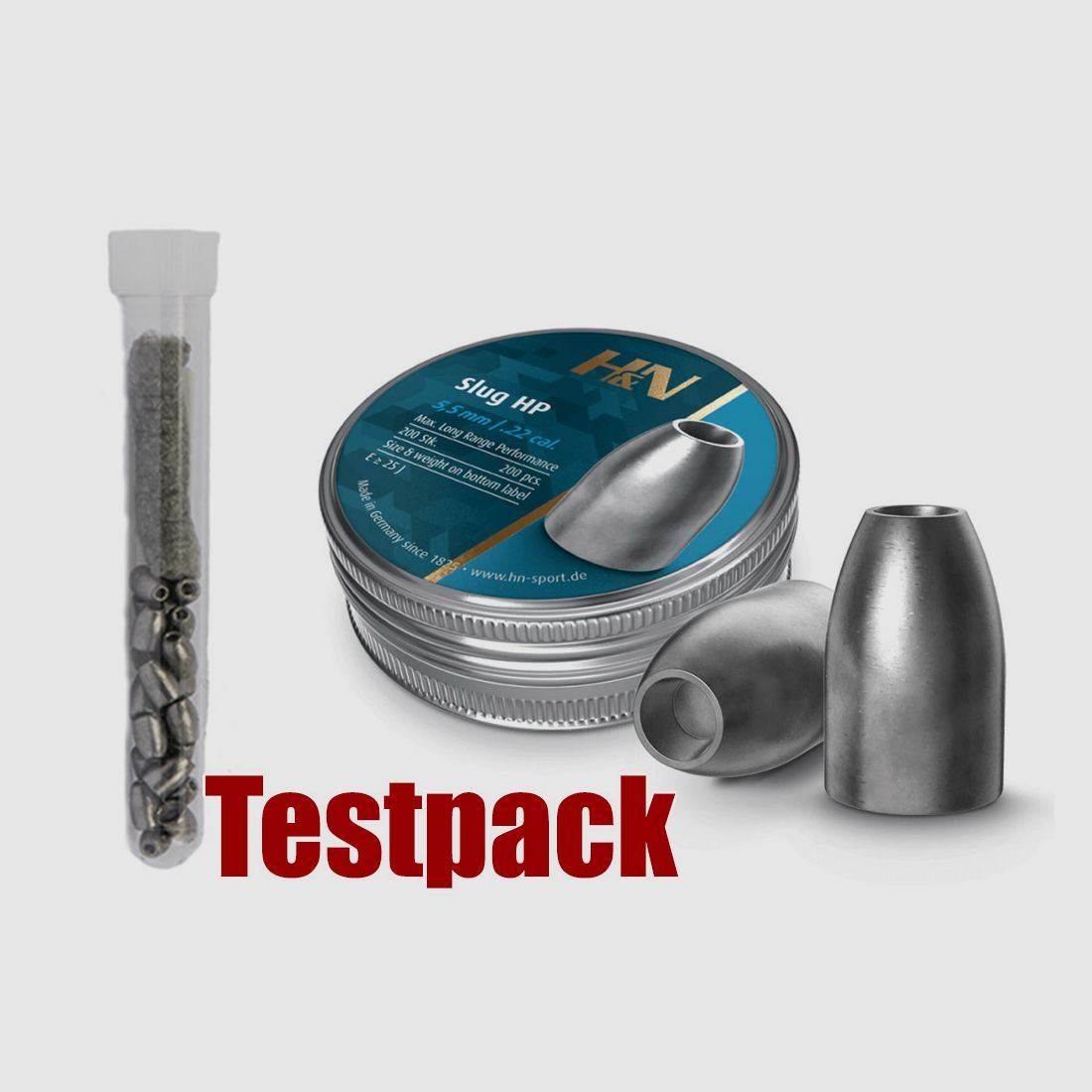 Testpack H&N Slug HP Diabolo, Hohlspitz, glatt, 1,36 g, 21 gr, Kaliber 5,53 mm, 20 StĂĽck