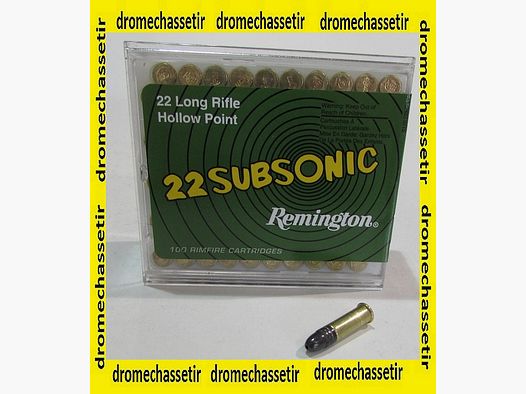 Box of 100 Remington 22LR subsonic 38 grains hollow point cartridges