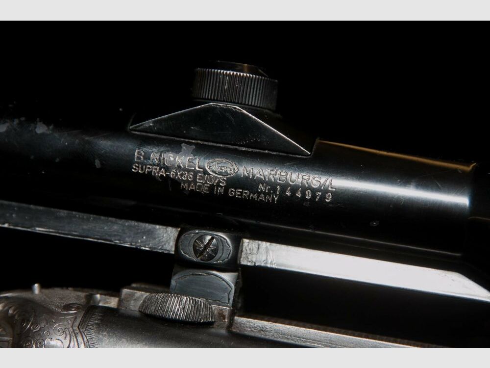 Vorkriegsdrilling Kunz mit Gravur und Schaftmagazin BJ 1936