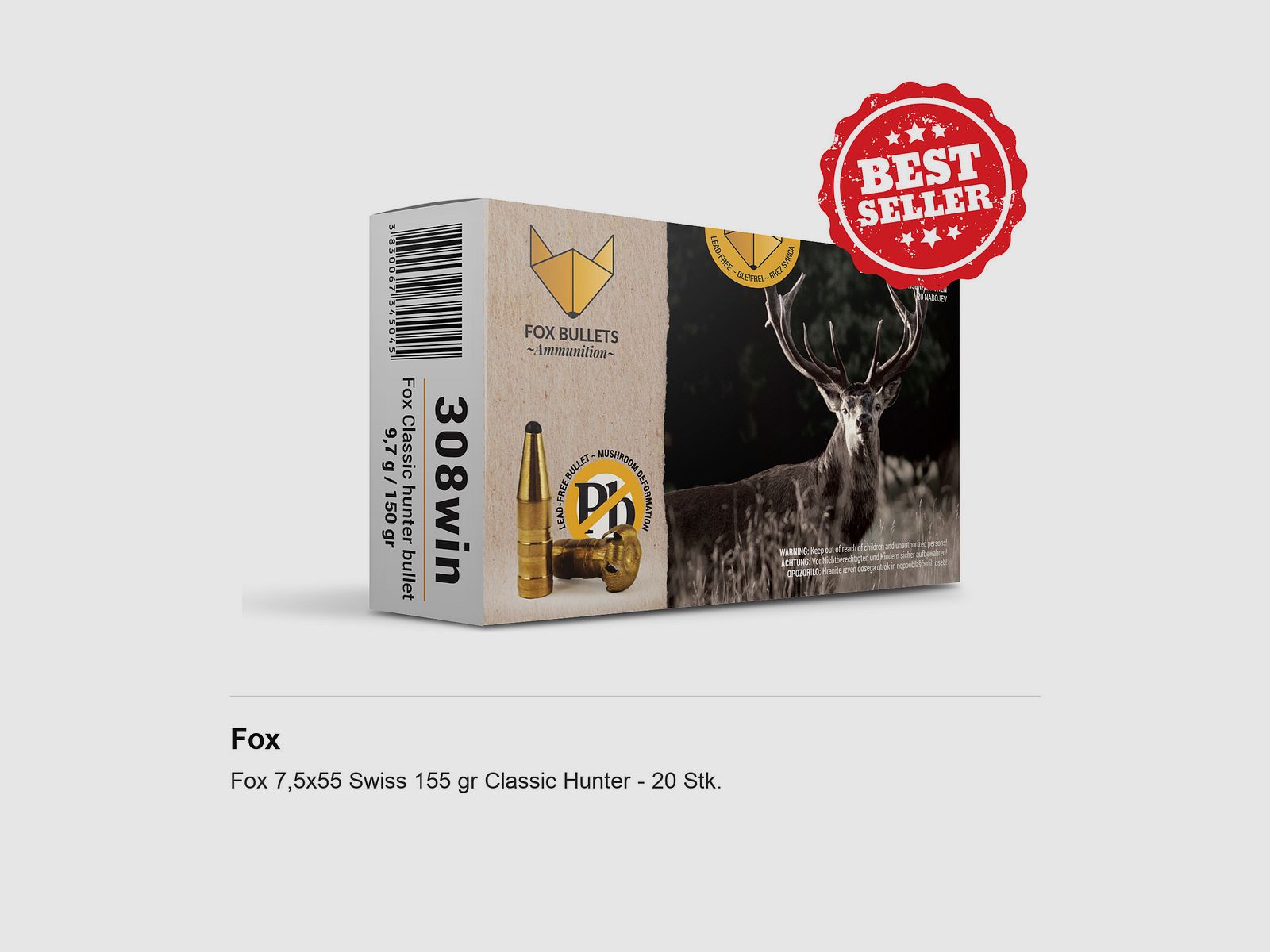 Fox 7,5×55 Swiss 155 gr Classic Hunter – 20 Stk.