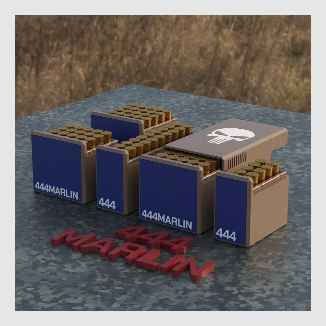 Filamelt boîte à munitions / Boîte à munitions .444 Marlin - boîte de cartouches pour 50 coups, fabriquée en Allemagne