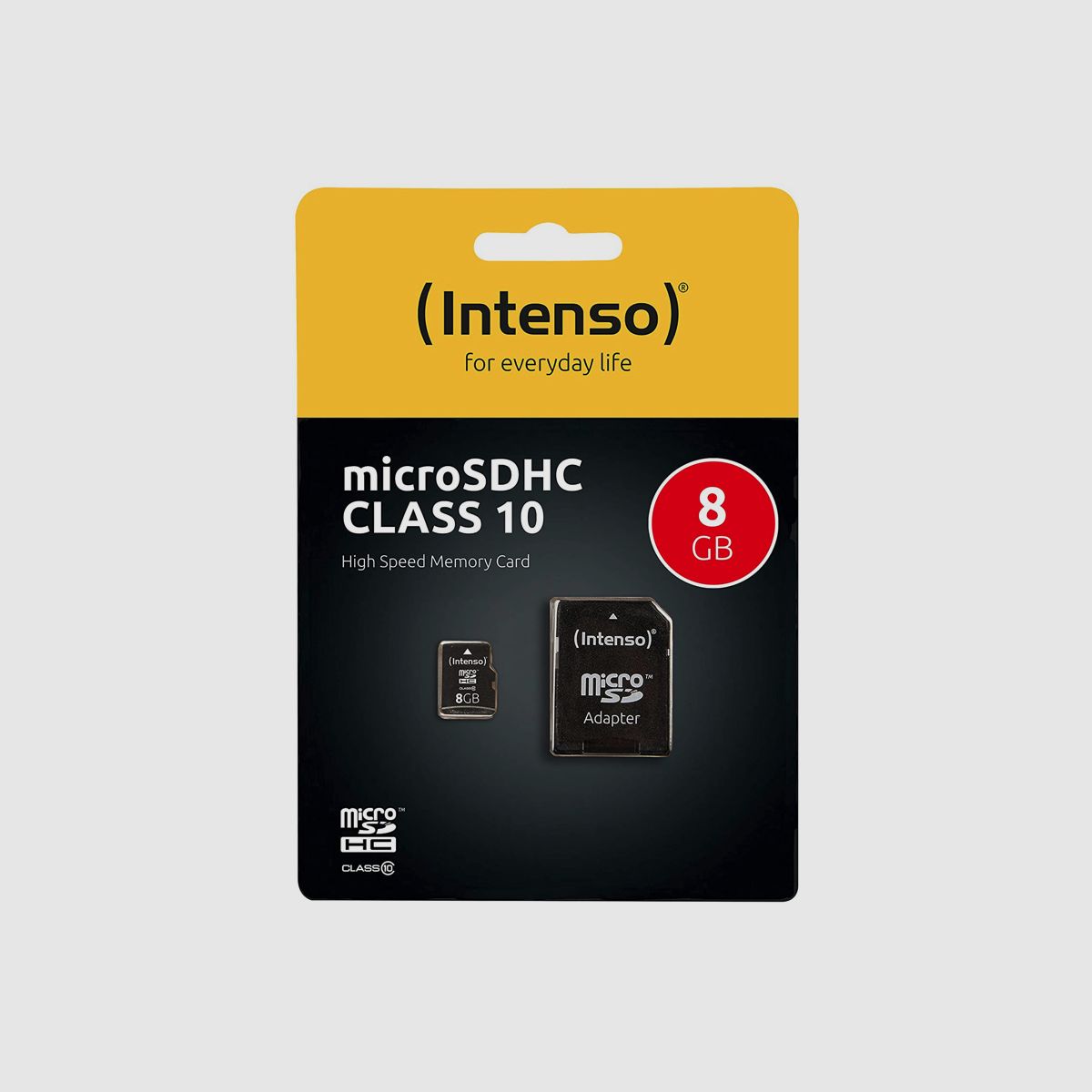 Karta pamięci Intenso Micro SDHC 8GB Klasa 10 z adapterem SD czarna