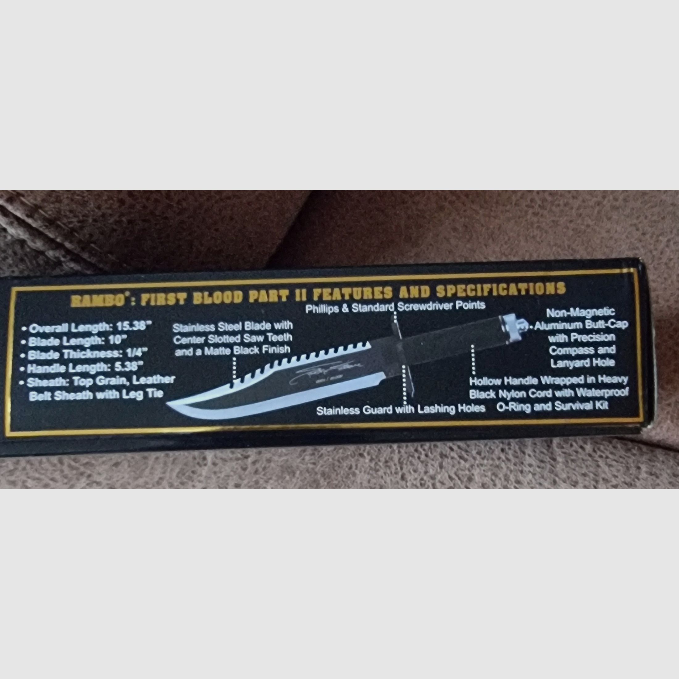 Firma original de Silvester Stallone de 1997 en foto + cuchillo Edición de firma