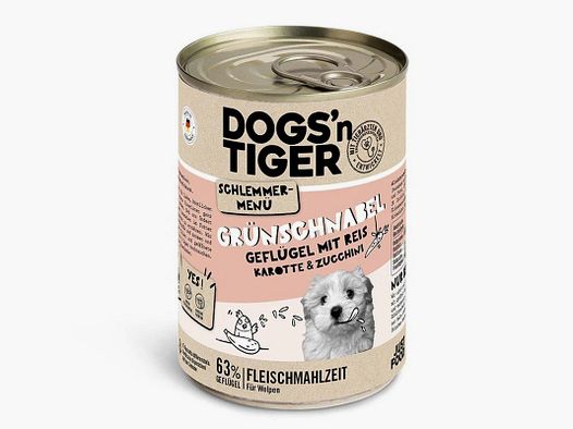 Dogs'n Tiger Welpen Nasfutter Grünschnabel Geflügel & Naturreis 800 g