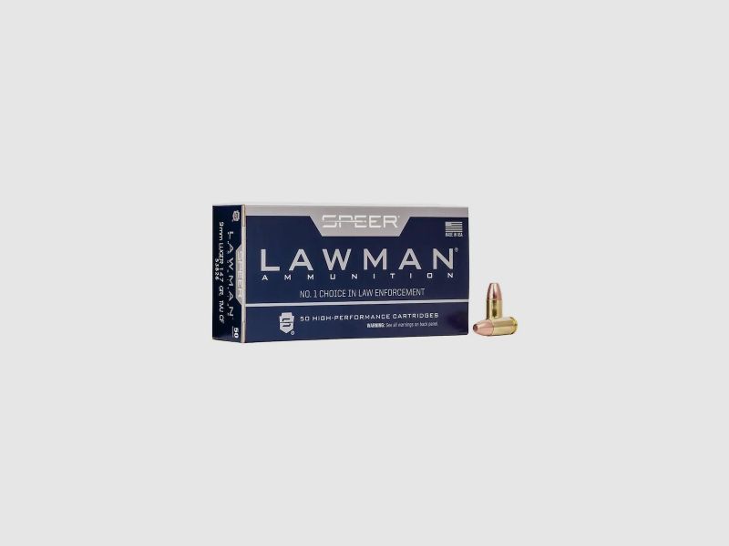 Speer Lawman CleanFire 9mm Luger 147GR TMJ FN 50 Patronen