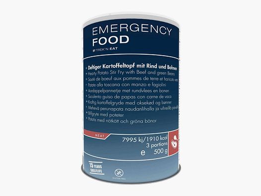 TREK'N EAT COMIDA DE EMERGENCIA Estofado de Patatas Sustancioso con Carne de Res y Frijoles - 500 g