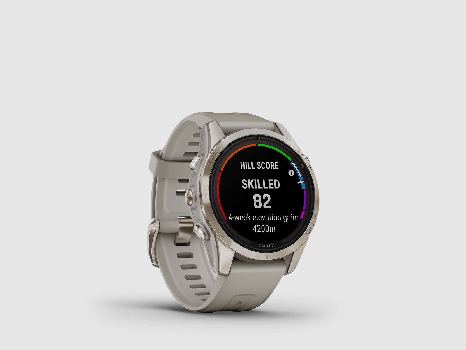Garmin fēnix® 7S Pro – Sapphire Solar Edition, Beige/Oro chiaro con cinturino in silicone QuickFit® da 20 mm