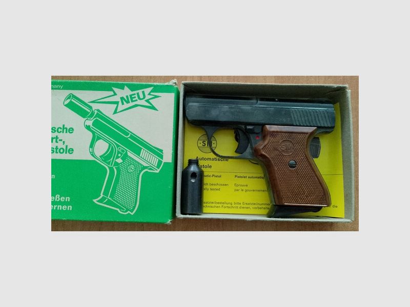 Alte Rhöner SM 15 Kal. 8 mm Knall im ersten PTB 83 mit Verpackung!
