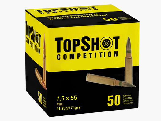 TOPSHOT 195598 Competition 7.5x55 Vlm BT 11.3g 174grs. Rifle cartridges
