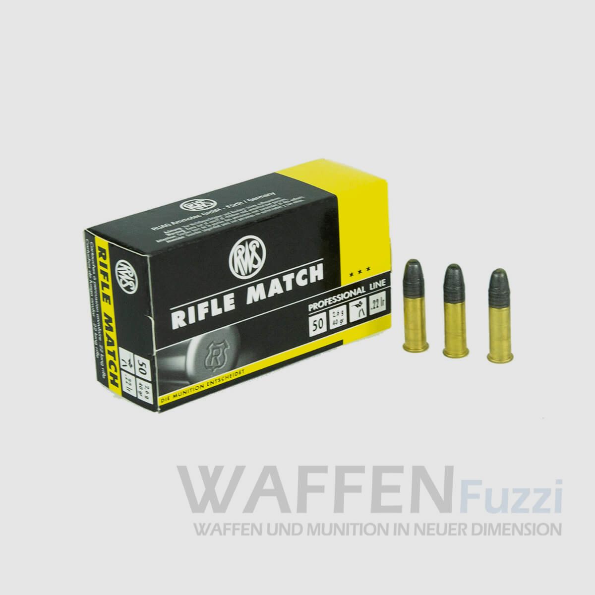 Randfeuerpatrone RWS Rifle Match Kaliber .22lr 50 Schuss