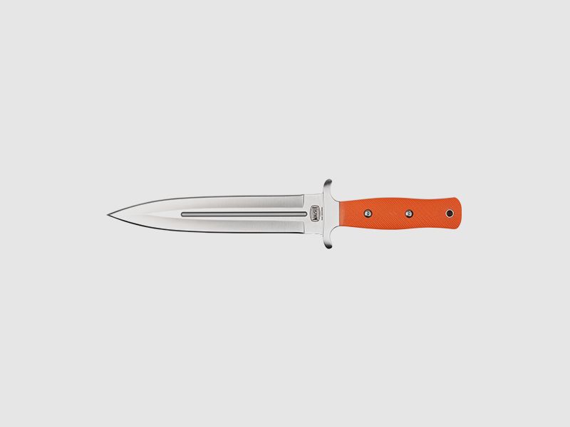 Mauser 80414842 Abfangmesser Klingenlänge 21,5 cm 440C-Stahl Gewicht: 451g Parierstange orange