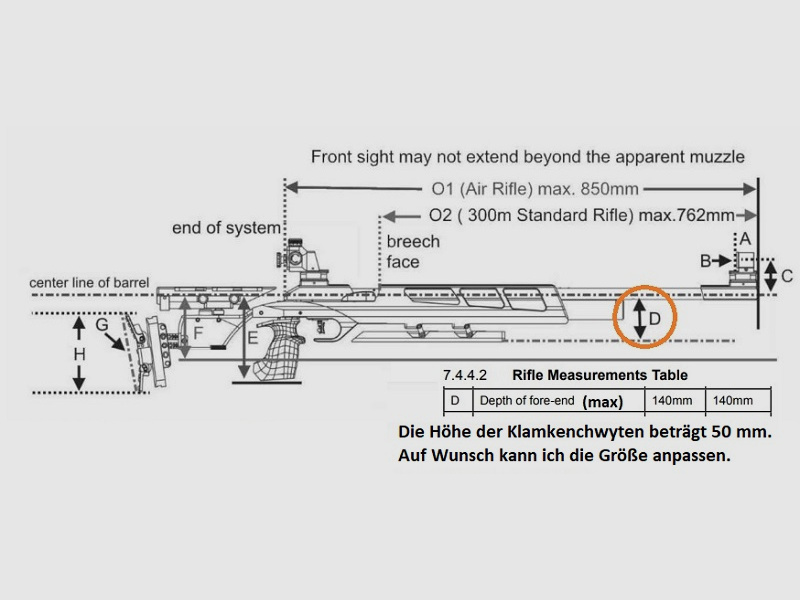 Untergriff für Walther Steyr Anschütz Feinwerkbau Auflageschaft Auflageschießen Klamkenchwyten WKP