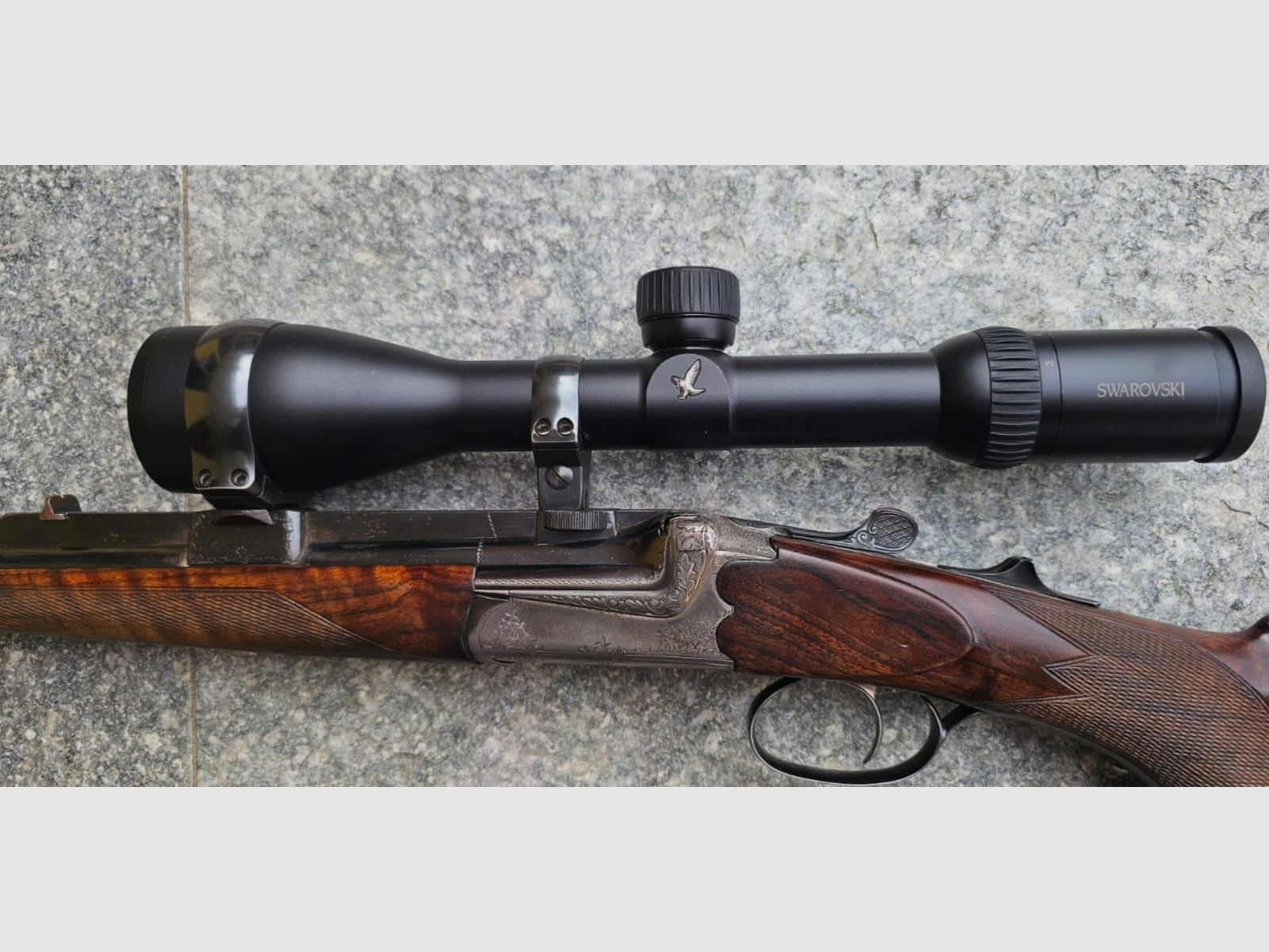 A 43 Side-by-side shotgun Zanardini Mod Prinz Cal. 30 R Blaser Mount Pig's Foot Optic Swarovski Z4i 3-12X50 Ret. 4A 300, image 4 of 5