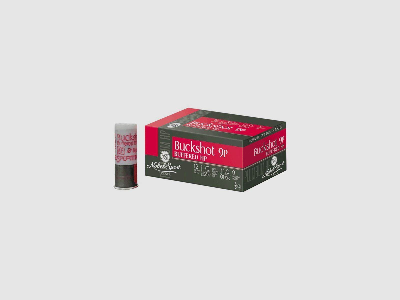 Patronen Nobel Pallettoni Buckshot Buffered 9P HP 11/0 Kal. 12/70 10 Stk