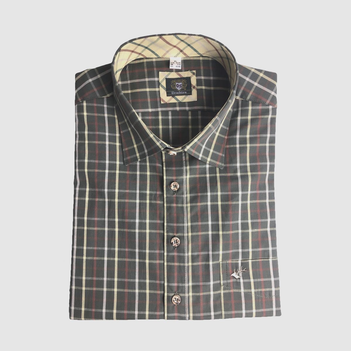 TOM COLLINS Herren Hemd Langarm Olive