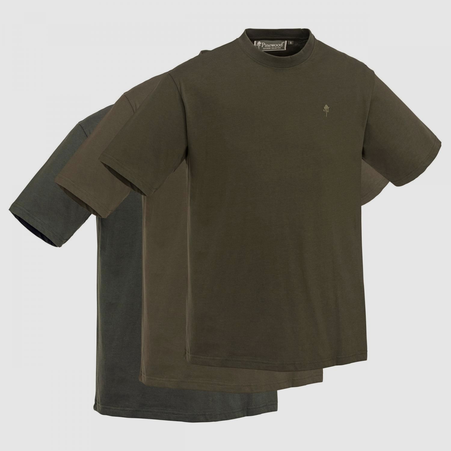 3er-Set: T-Shirts Herren (Green/H.Brown/Khaki)