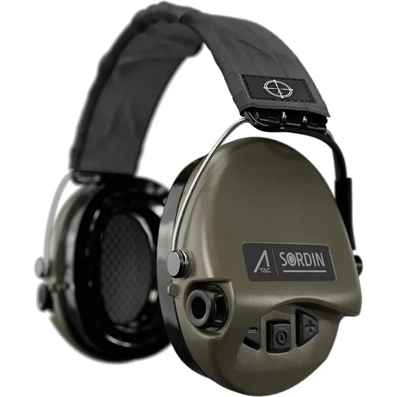 Auriculares de protección auditiva activos verdes Ace Sordin, diadema gris, almohadillas de gel 75302-G-GYT-ACE