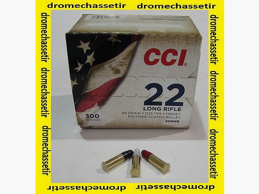boite de 300 cartouches de 22Lr de marque CCI modele Patriot Bleu blanc rouge, poids 40grs