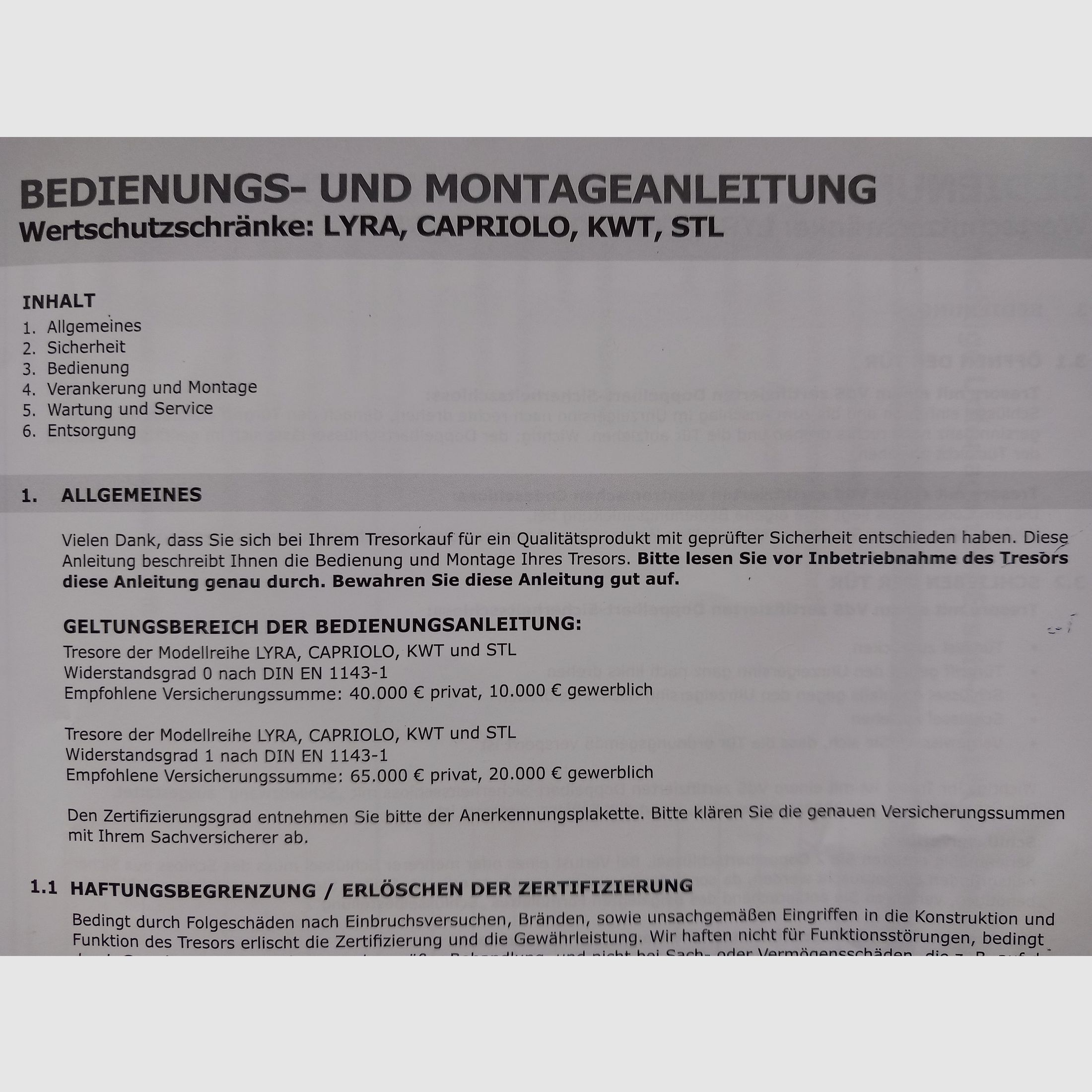 Kleiner Waffenschrank Tresor 