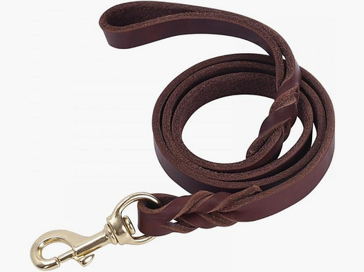 Correa para perro de cuero de plena flor con asa 14 mm x 1,30 m