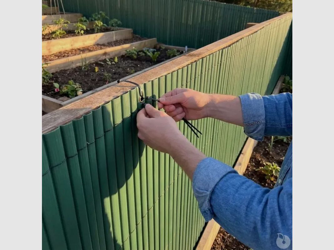 Grünes PVC-Doppelzaun 1,5 × 5 m mit Befestigungsset, Bild 14 von 17