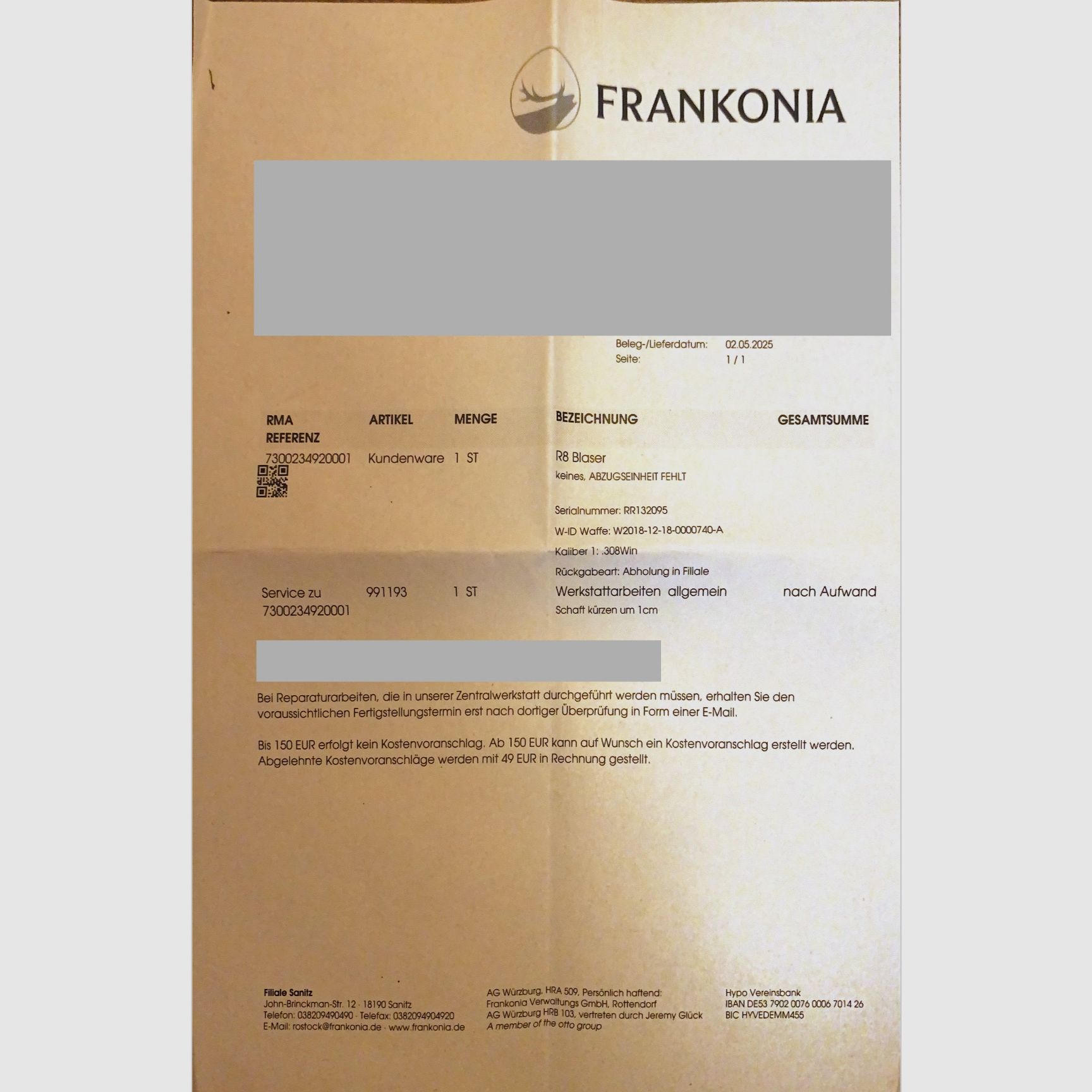 Blaser R8 Professionale lunghezza della canna 52 cm in calibro .308 Win filettatura della volata M15x1