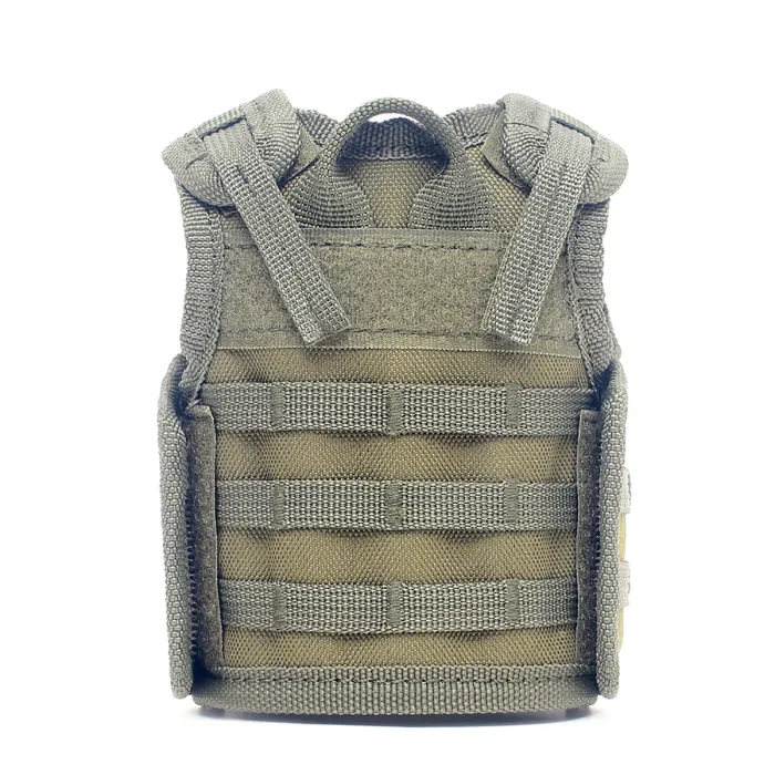 Mini tactical vest with front pockets for beer bottle / wine bottle / thermos bottle - olive, image 5 of 7
