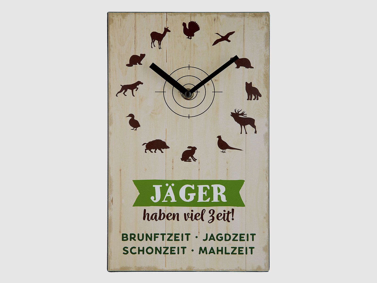 Wanduhr Jäger haben viel Zeit
