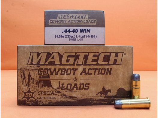 Magtech cartridge .44-40Win Magtech 225grs L-FLAT (4440B) box of 50 cartridges / 14.58g lead flat nose