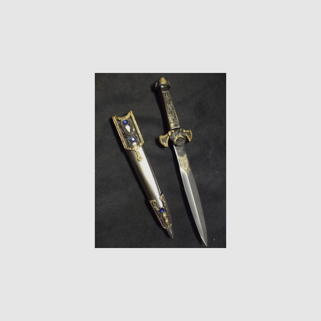 Schwerer Dolch Odin der Wikinger mit Scheide , Vollmetall schwer
