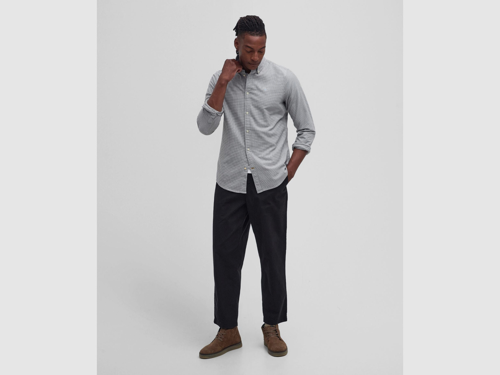BARBOUR Gingham Oxford Tailored Shirt Dusty Green