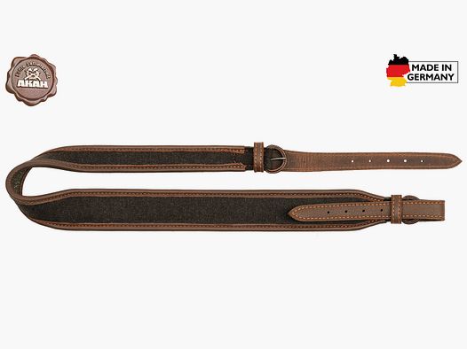 AKAH Gewehrriemen Elchleder & Loden mit Kork-Unterlage
