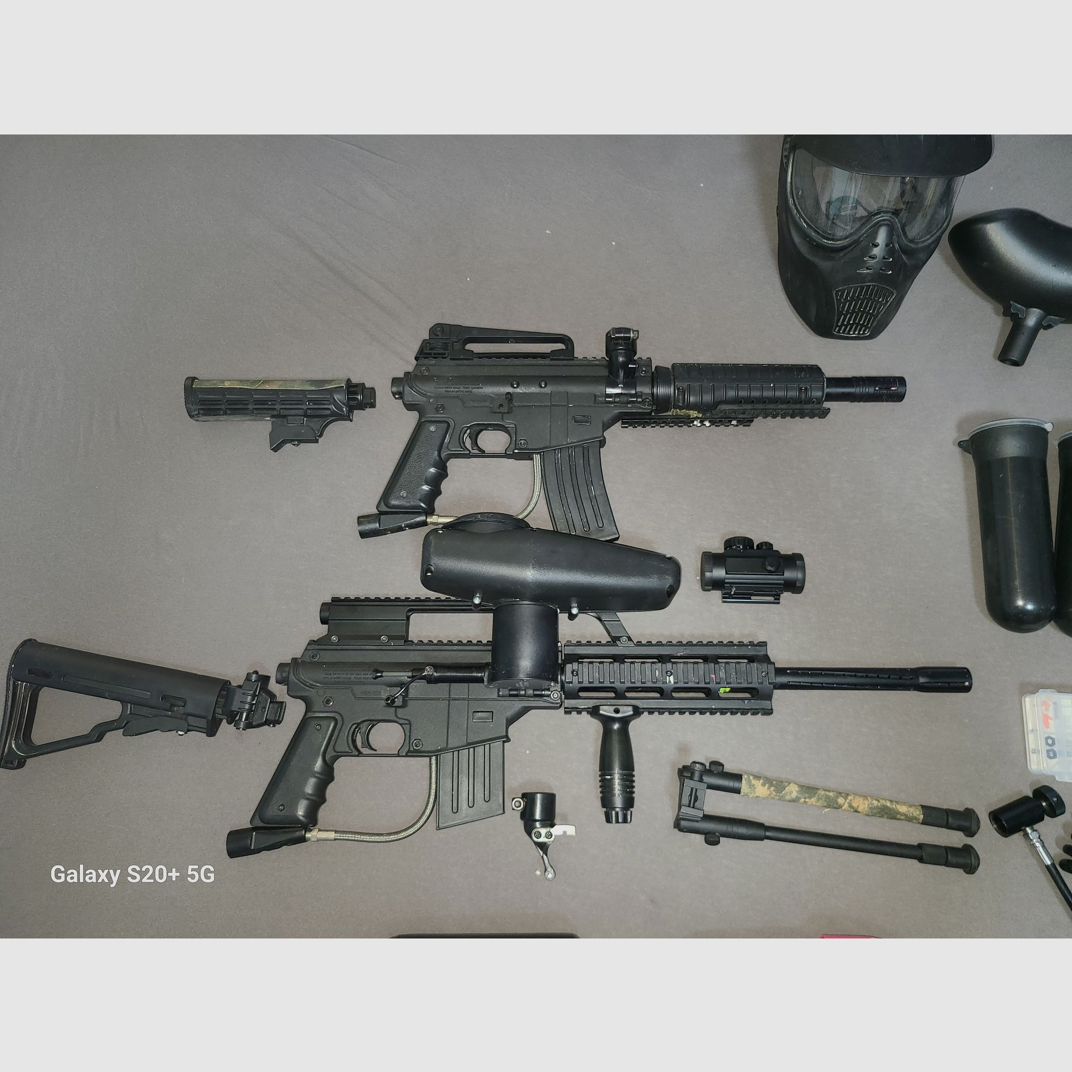 KOMPLETT SET TIPPMANN SIERRA ONE  und  BRAVO ON ELITE cal. 68 ! TOP ! mit viel ZUBEHÖR PAINTBALL  HOME DEFENCE HEIMVERTEIDIGUNG 