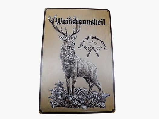 jagdliches Blechschild ca. 20x30 cm Waidmannsheil