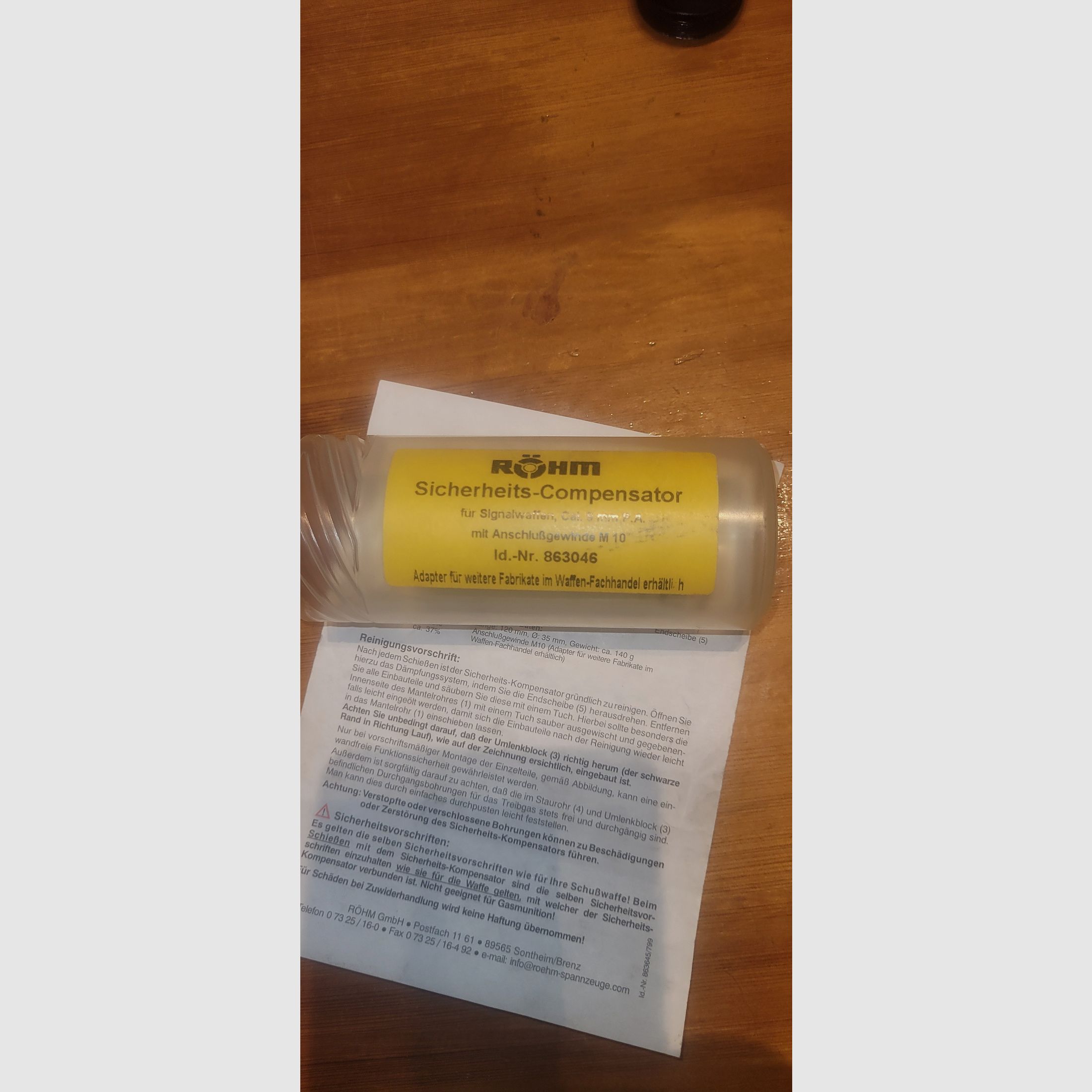 Silencieux Röhm compensateur de sécurité, Cal 9mm P.A.