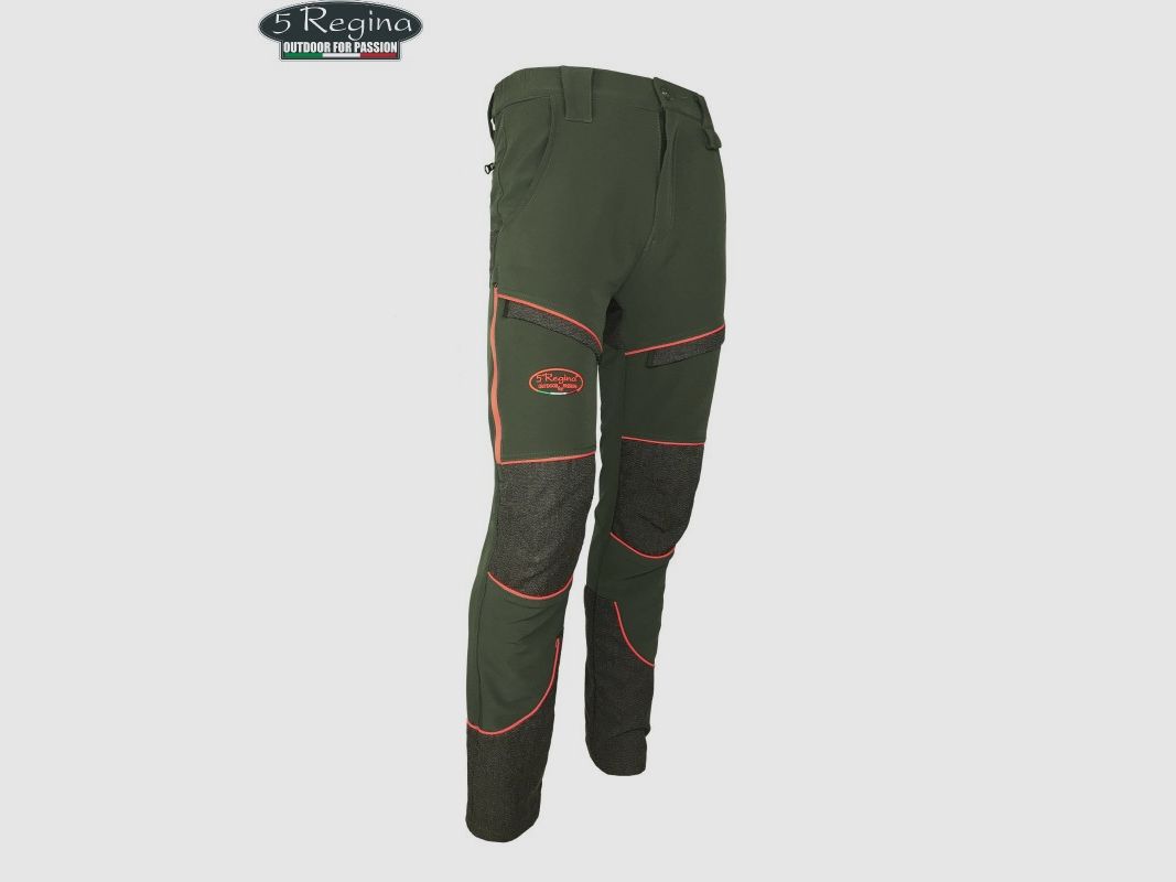 Quinta Regina Agility elastische broek met Kevlar-inzetten in groen en oranje, afbeelding 2 van 6