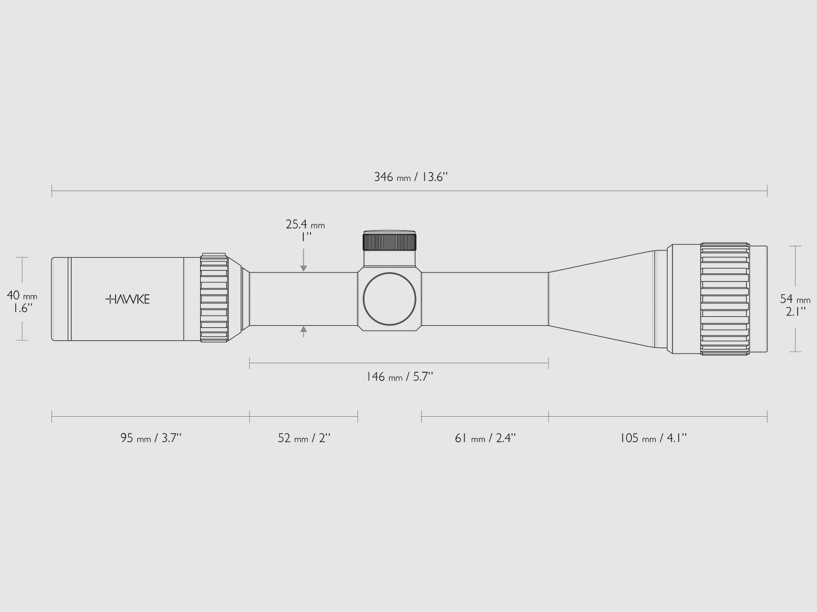 HAWKE 14241 VANTAGE 4-12x40 AO RIMFIRE 17 HMR illuminated reticle scope