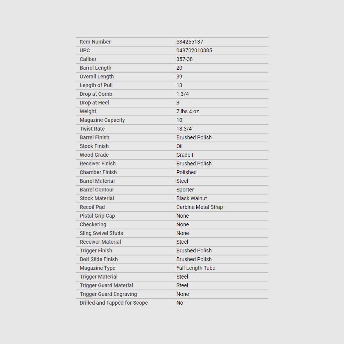 Winchester 1873 Carbine .357 Mag. (MIROKU FERTIGUNG) EN STOCK