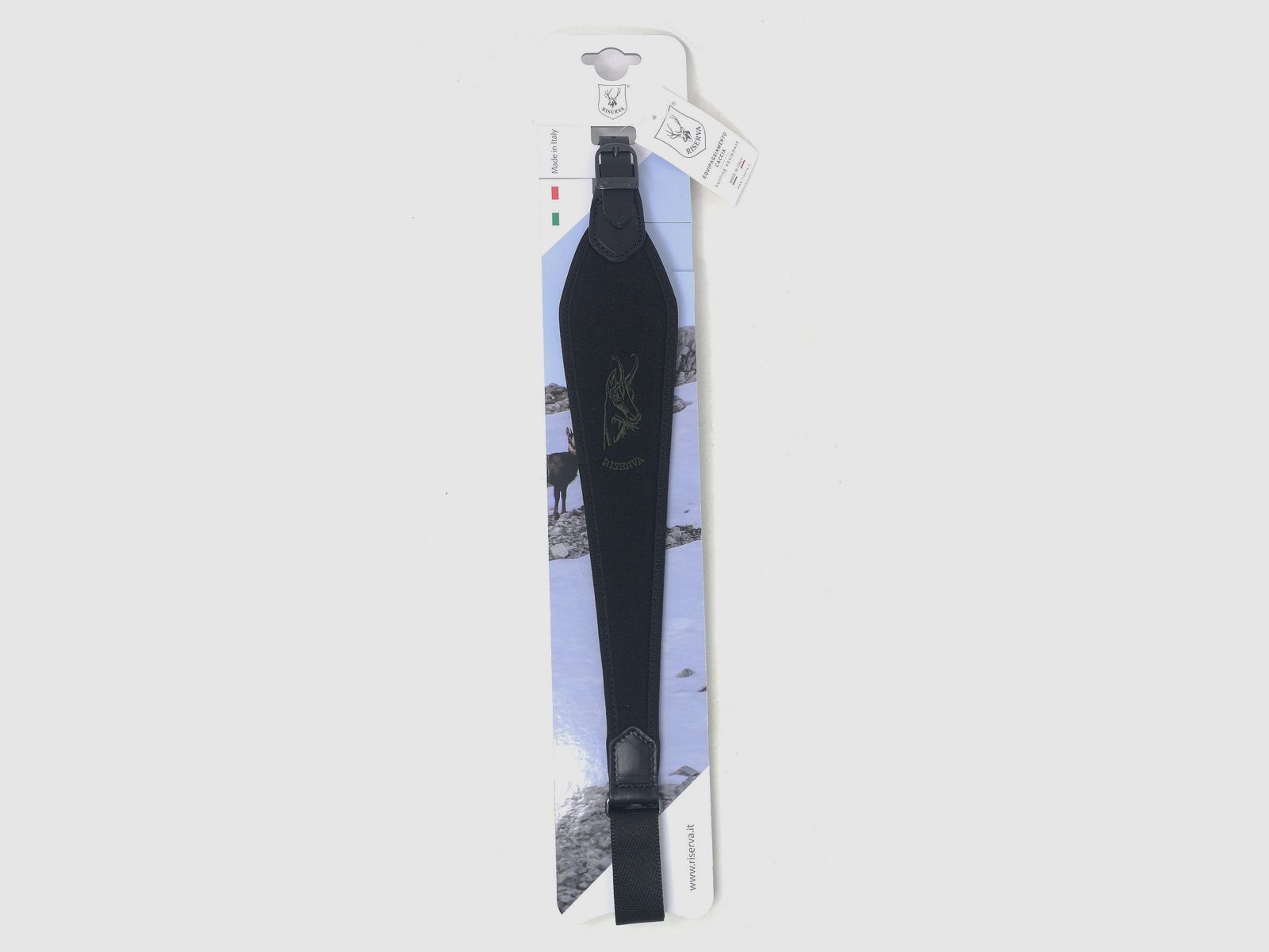 Riserva – Schultergurt für Büchse aus schwarzem Cordura mit Wildlederstickerei (R2322)