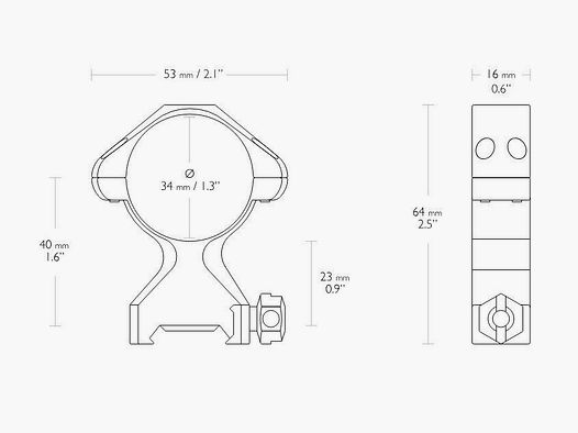Aussteller HAWKE 23022 2 Stück Ringmontagen 34 mm Precision Steel Weaver Hoch V235