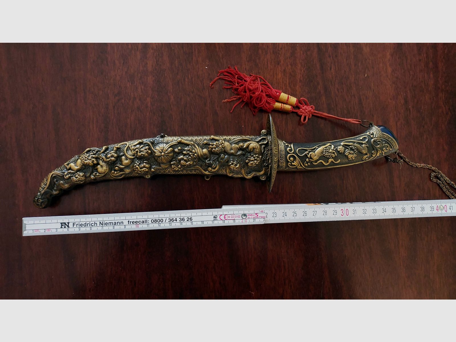 REPLIKA Chinesischer Zeremonial-Dolch Chinesischer Löwenhund Dolch Deko