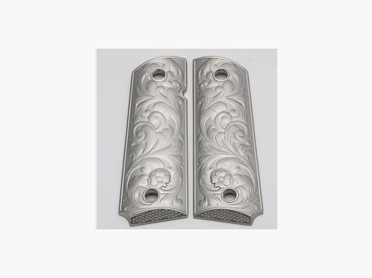 Griffschale 1911 Custom mit gravierter Scroll-Musterung Nickel matt