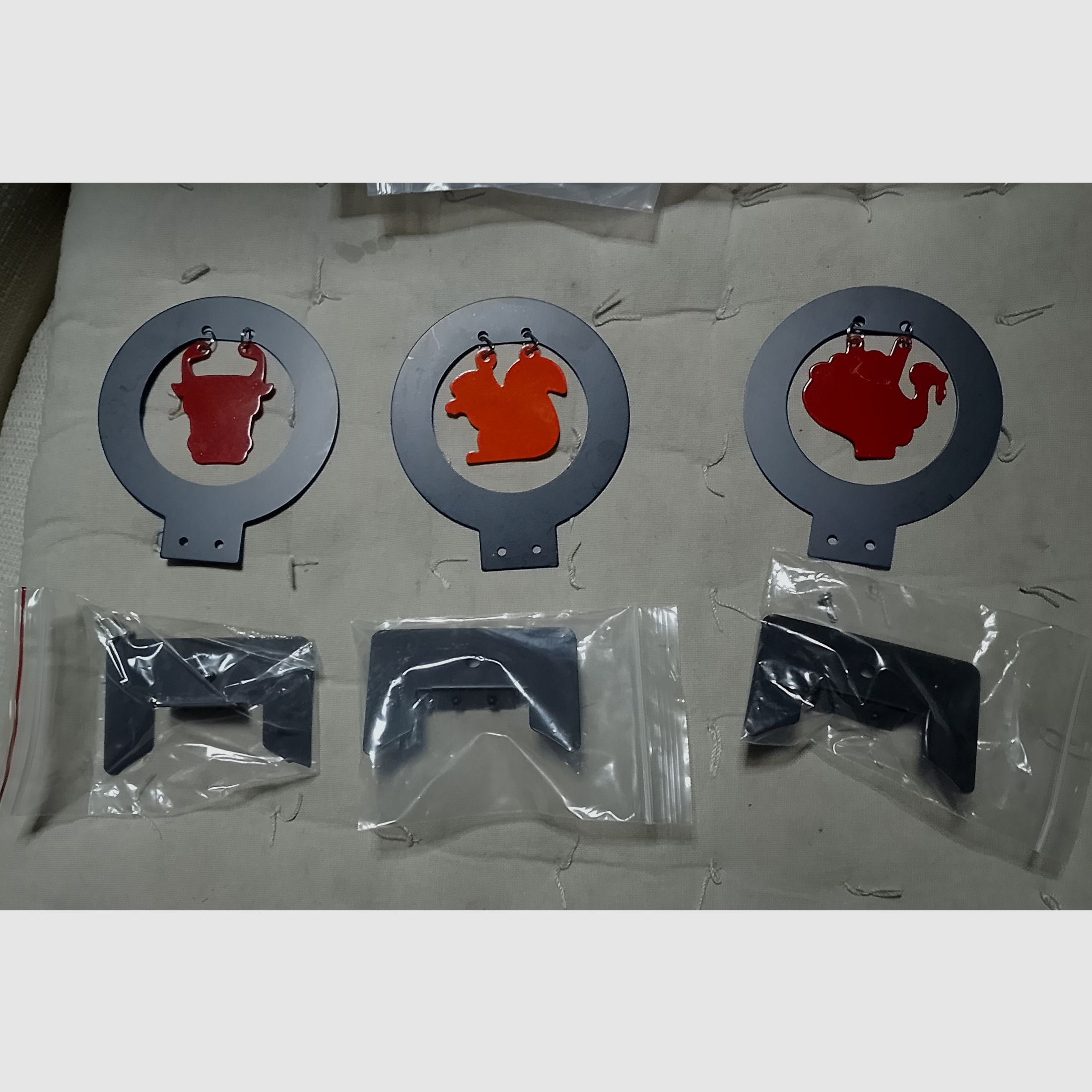 Zielscheiben Target Plinking Metall Aufkleber Aufsteller klappbar Aufhänger 4 Sets zur Wahl verschiedene Ziele Airsoft Softair Luftgewehr 
