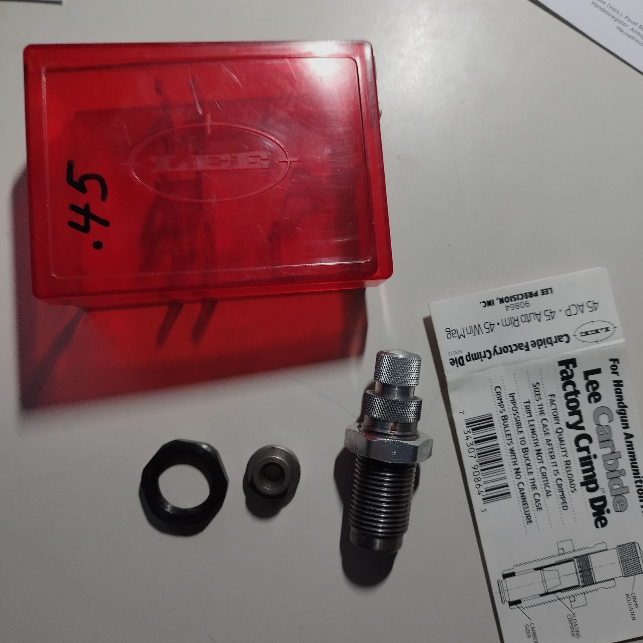 LEE Carbide Factory Crimp Die .45 ACP + 40 Leerhülsen SuperX Winchester in Box