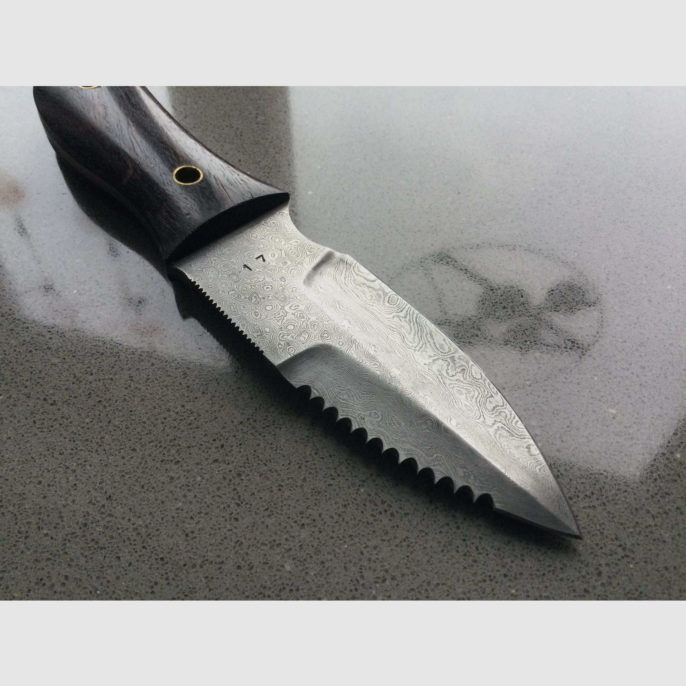 Nóż myśliwski, nóż, stałe ostrze, stal damasceńska, wysokiej jakości, bardzo ładny