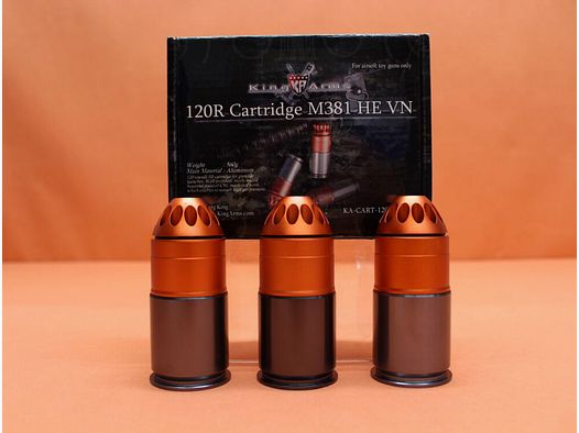 King Arms King Arms Granaten M381 3 Stück/ Set (Einlegepatronen) Airsoft Gas, 6mm BB, für 120 BBs/ Schuss.