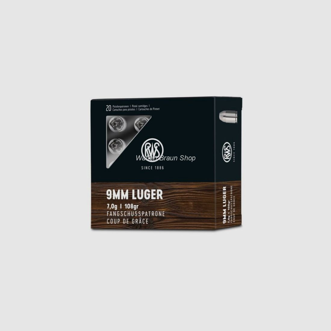 RWS 9 mm Luger Hollow Point Fangschuss/COUP DE GRÂCE 7,0g/108gr 20 piezas